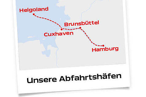 A visualization of the route the "Halunder Jet" takes to Helgioland
