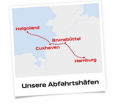Eine Grafik der Route des "Halunder Jet" zwischen Hamburg und Helgoland.