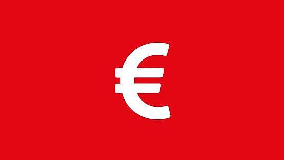 weißes Euro Icon auf rotem Grund