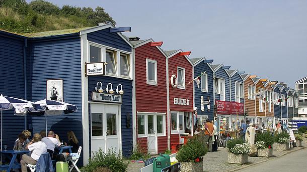 colourful shops on Heligoland called "Hummerbuden"