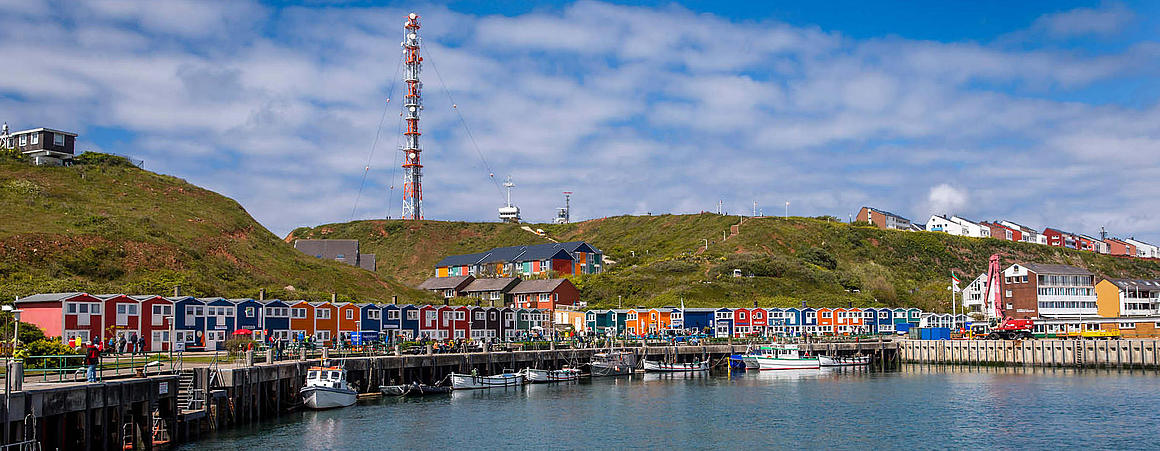 shops in different colours on Heligoland