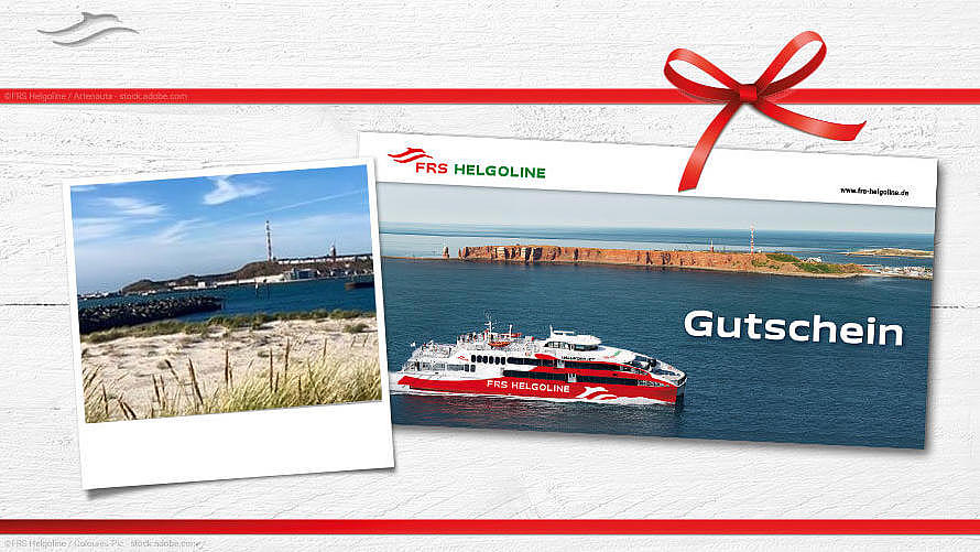 Voucher with two pictures, the "Halunder Jet" and a picture of Helgioland