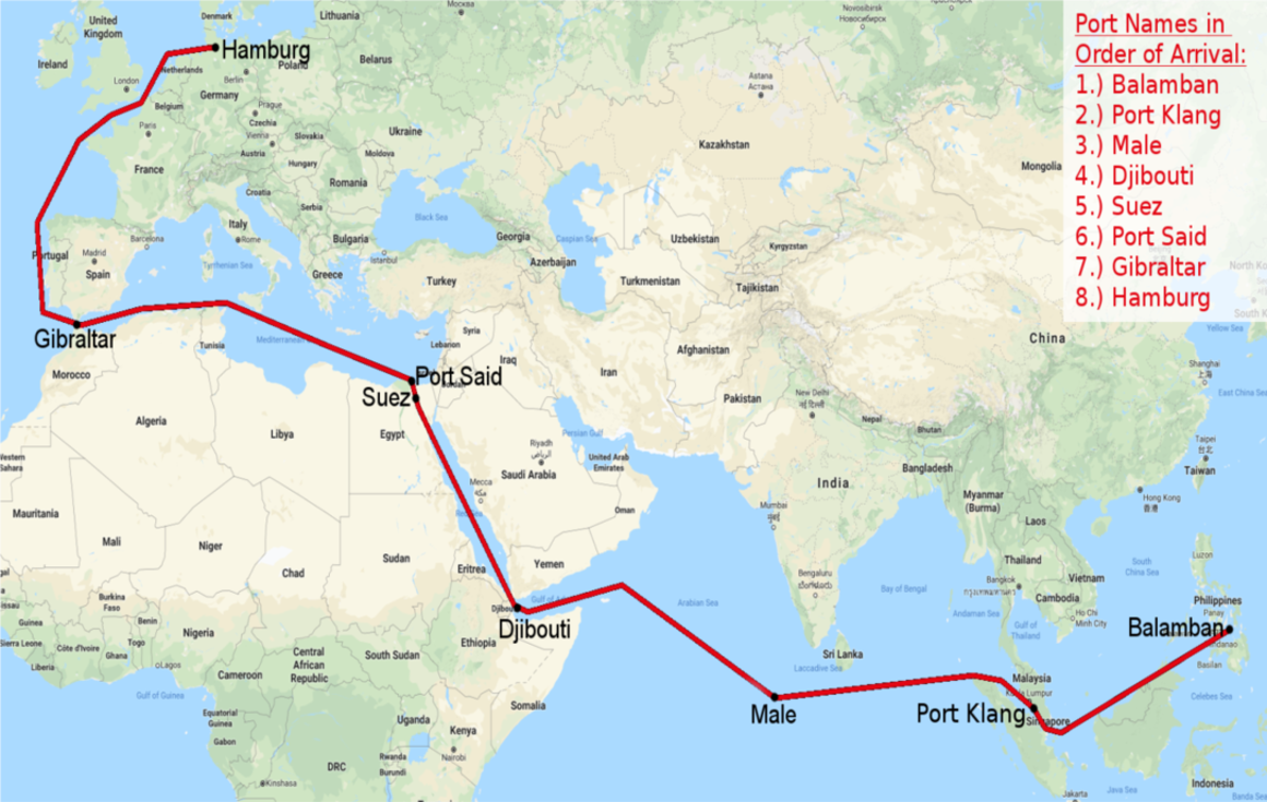 map of halunder jet's first journey