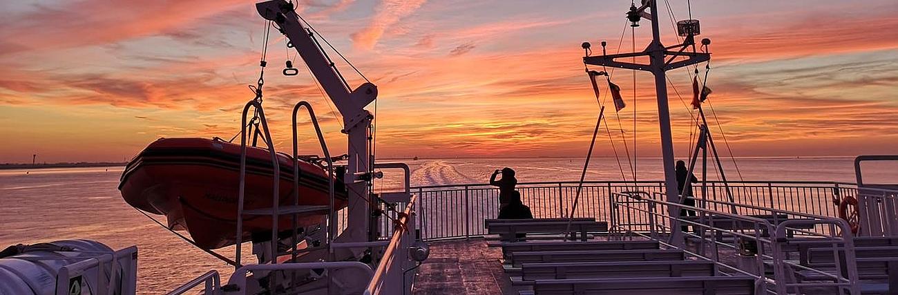 Sunset from the Halunder Jet's deck.