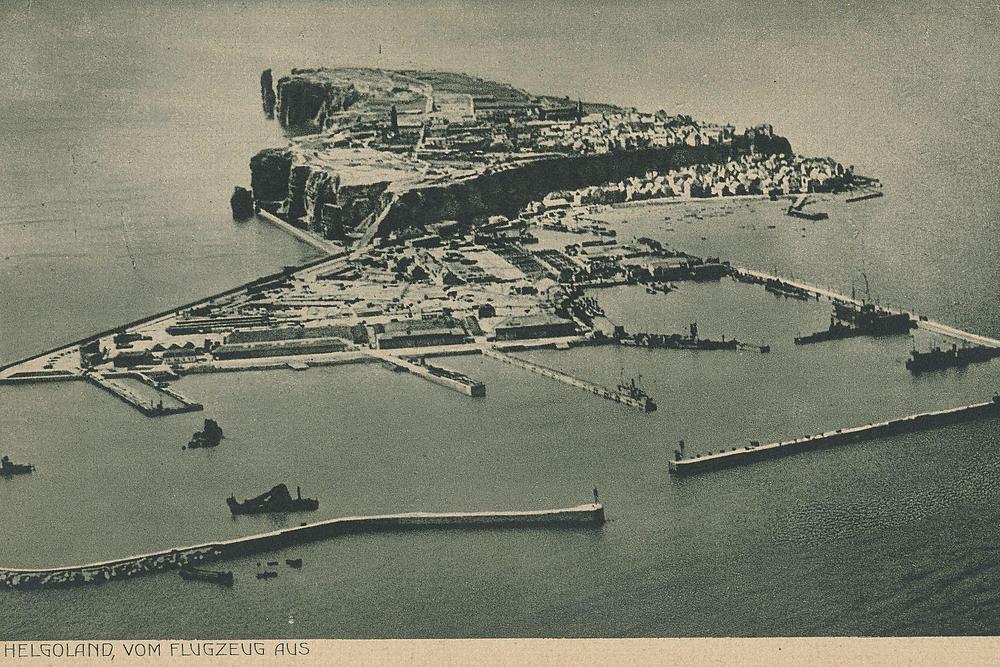 Historische Luftansicht von Helgoland.