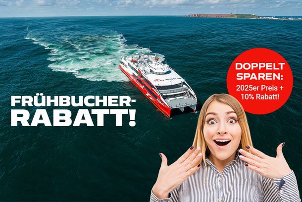 Im Hintergrund zu sehen der Halunder Jet, im Vordergrund eine überraschte Frau