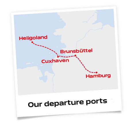Departure ports of the "Halunder Jet"